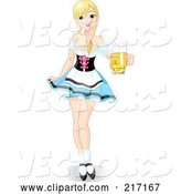 Vector of Sexy Oktoberfest Maiden in a Short Skirt, Serving Beer by Pushkin