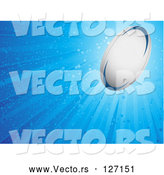 Vector of Shining Sparkly Blue Background with a Rugby Ball by Elaineitalia