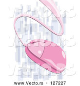 Vector of Shiny Pink Corded Computer Mouse over Purple and White by Mayawizard101