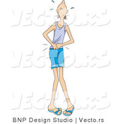 Vector of Sick Young Man Grabbing His Painful Stomach by BNP Design Studio
