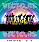 Vector of Silhouetted Dancers on a Grunge Bar over Colorful Arches by KJ Pargeter