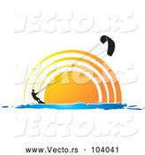Vector of Silhouetted Kite Surfer Person Against a Sunset or Sunrise by Lal Perera