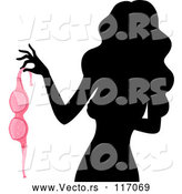 Vector of Silhouetted Lady Holding a Pink Bra by BNP Design Studio