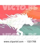 Vector of Silhouetted Running Horses Against the Sunset by BNP Design Studio
