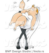 Vector of Skinny Groom Carrying Overweight Bride by BNP Design Studio