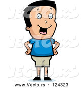 Vector of Smiling Cartoon Boy Standing with His Hands on His Hips by Cory Thoman
