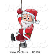 Vector of Smiling Santa Sliding down a Rope by Visekart