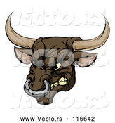 Vector of Snarling Aggressive Bull Mascot Head by AtStockIllustration