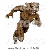 Vector of Snarling Muscular Bear Mascot Running Upright by AtStockIllustration