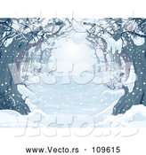 Vector of Snow Covered Tree Lined Driveway or Forest by Pushkin