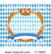 Vector of Soft Pretzel and Wheat Oktoberfest Frame over Diamonds with a Banner by Pushkin