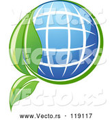 Vector of Solar Panel Globe and Green Leaf by Vector Tradition SM