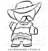 Vector of Spanish Person in a Hat - Coloring Page Outlined Art by Leo Blanchette