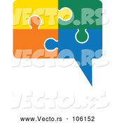 Vector of Speech Balloon Made of Colorful Jigsaw Puzzle Pieces by ColorMagic