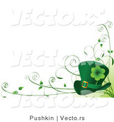 Vector of St. Patricks Day Theme with Leprechaun Hat and Vines - Background Design Element by Pushkin
