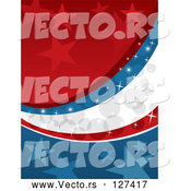 Vector of Starry Red, White and Blue Sparkly Americana Background by David Rey