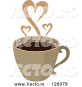 Vector of Steam Hearts Rising from a Brown Cup of Coffee by Rosie Piter