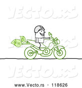 Vector of Stick Biker on a Green Motorcycle by NL Shop