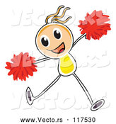 Vector of Stick Cheerleader Girl Jumping by