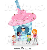 Vector of Stick People at a Frozen Drink Stand by BNP Design Studio