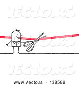 Vector of Stick People Character Cutting a Ribbon with Scissors by NL Shop