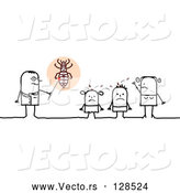 Vector of Stick People Character Doctor Speaking to Lice Covered KChildren by NL Shop