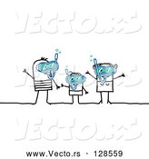 Vector of Stick People Character Family Snorkeling by NL Shop