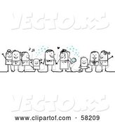 Vector of Stick People Character Wedding with the Guests Tossing Confetti by NL Shop