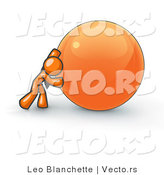 Vector of Strong Orange Business Guy Pushing an Orange Sphere by Leo Blanchette