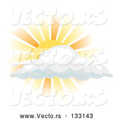Vector of Sun Shining Behind a Cloud by AtStockIllustration