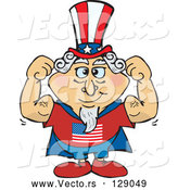 Vector of Super Uncle Sam in a Cape, Flexing His Muscles by Dennis Holmes Designs