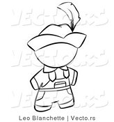 Vector of Swiss Person in a Hat - Coloring Page Outlined Art by Leo Blanchette
