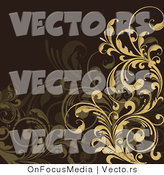 Vector of Tan and Brown Floral Scrolls and Vines over Brown Background Design by OnFocusMedia