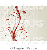 Vector of Tan, White and Red Vines over Beige Background Design by KJ Pargeter