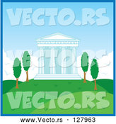 Vector of Temple with Columns in a Hilly Landscape at Day Time by Rosie Piter