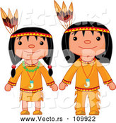 Vector of Thanksgiving Native American Girl and Boy by Pushkin