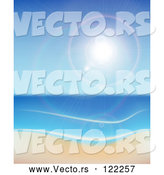Vector of the Sun Shining over the Sea and a Beach by Vectorace