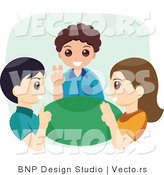 Vector of Three Happy Children Using Sign Language by BNP Design Studio