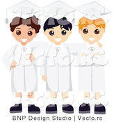 Vector of Three Happy School Graduates in Caps and Gowns by BNP Design Studio