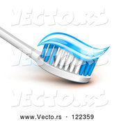 Vector of Tooth Brush with Sparly Blue Gel Paste on the Bristles by Oligo