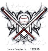 Vector of Tribal Baseball Home Plate with Crossed Bats and Ball Featuring the Sweet Spot by Chromaco