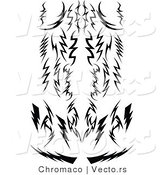Vector of Tribal Lightning Bolts - Silhouetted Designs by Chromaco