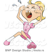 Vector of Upset Girl Sitting on the Ground While Crying like a Baby by BNP Design Studio