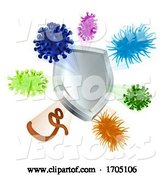 Vector of Vaccine Virus Shield Cells or Antibacterial Icon by AtStockIllustration