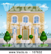 Vector of Victorian House with Topiary Plants by AtStockIllustration