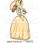 Vector of Victorian Woman Strolling in a Yellow Dress with a Parasol by Andy Nortnik