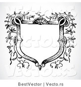 Vector of Vines Growing Around a Blank Crest - Black and White Digital Web Design Element by BestVector