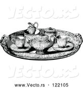 Vector of Vintage Black and White Tea Service Tray by Prawny Vintage