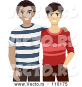 Vector of White and Black High School Buddies Embracing by BNP Design Studio