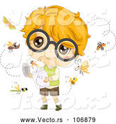 Vector of White Boy with Glasses, Relasing Bugs by BNP Design Studio